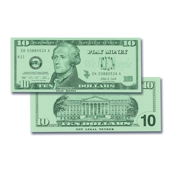Learning Advantage Play Money $10 Bills, 100 Pieces 7509 - main